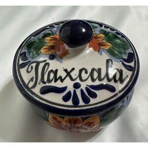 Talavera Spice Jar With Lid Colorful Hand Painted Mexican Pottery Signed